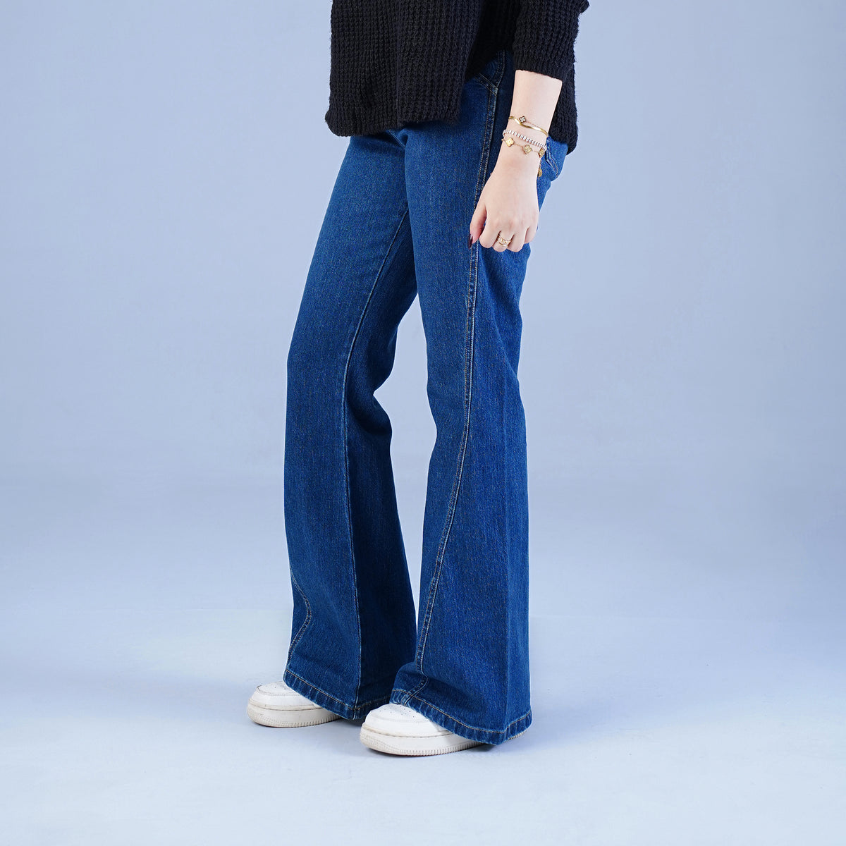 FLARE JEANS - HIGH RISE - NAVY BLUE