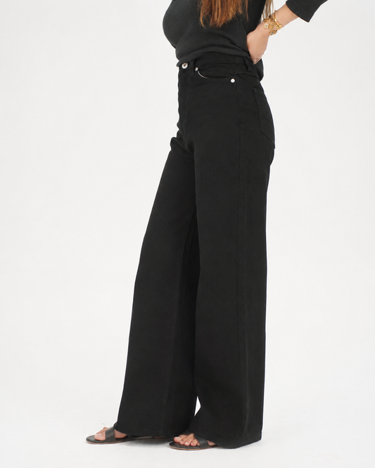 WIDE LEG JEANS - HIGH RISE - BLACK