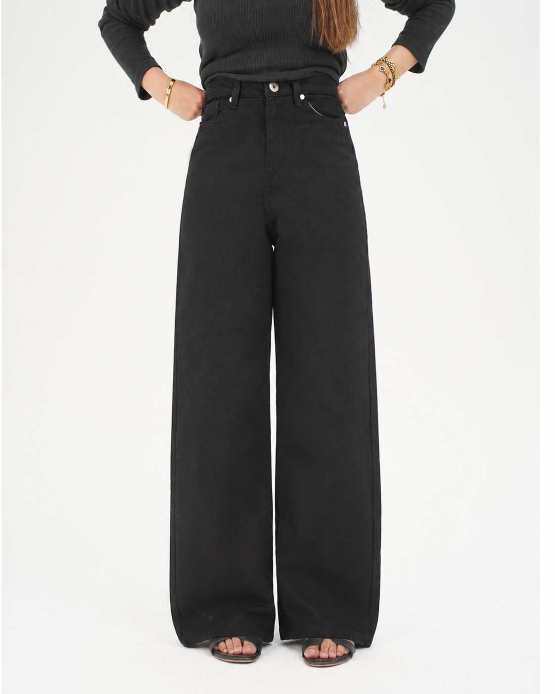 WIDE LEG JEANS - HIGH RISE - BLACK