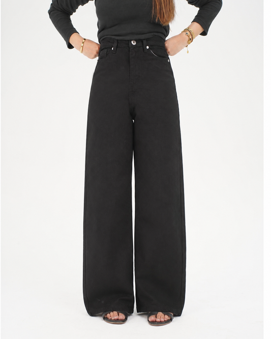 WIDE LEG JEANS - HIGH RISE - BLACK