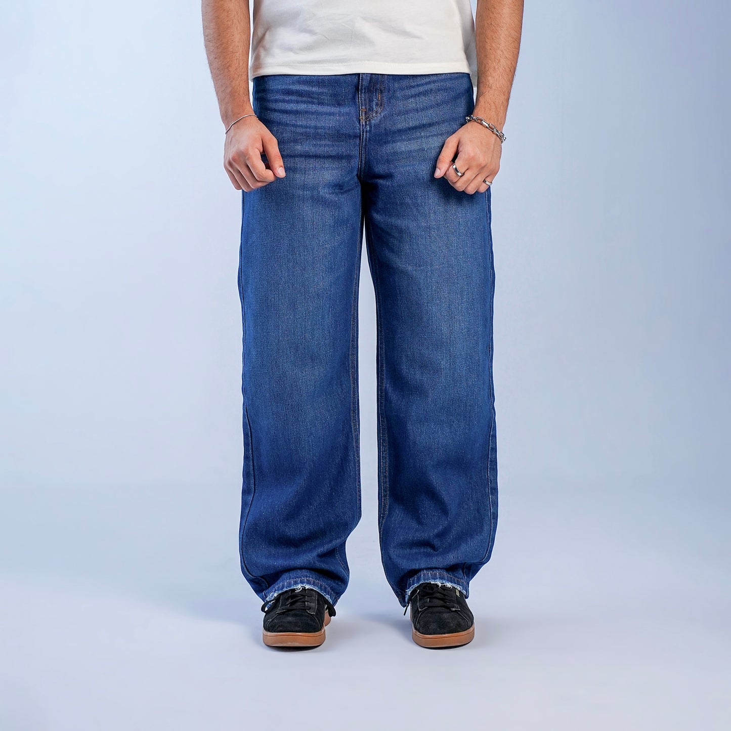RELAXED FRAY JEANS - NAVY BLUE