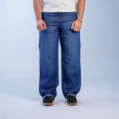 RELAXED FRAY JEANS - NAVY BLUE