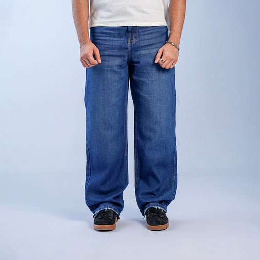 RELAXED FRAY JEANS - NAVY BLUE