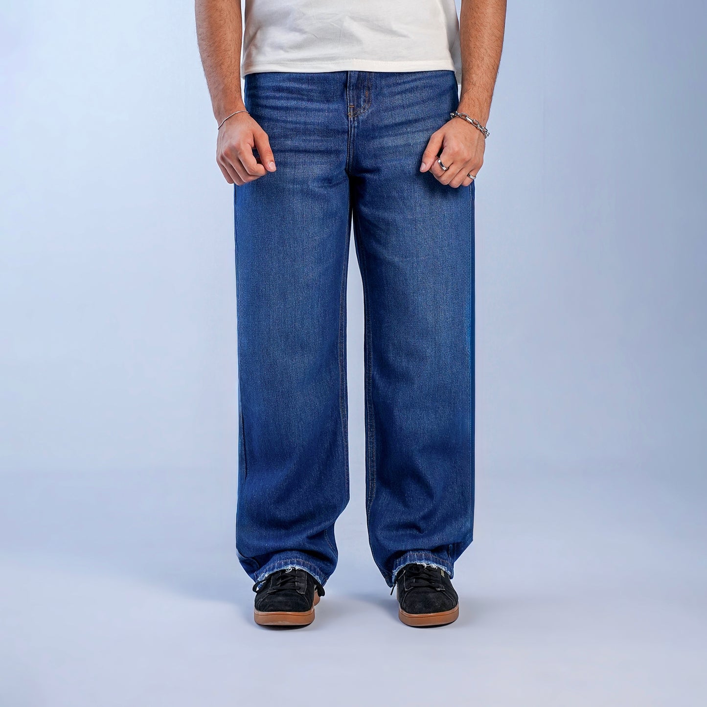 RELAXED FRAY JEANS - NAVY BLUE