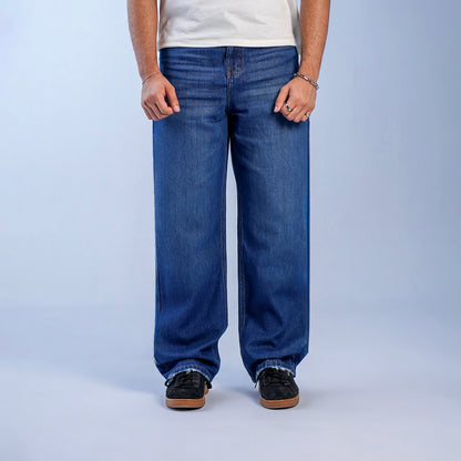 RELAXED FRAY JEANS - NAVY BLUE
