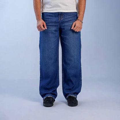 RELAXED FRAY JEANS - NAVY BLUE