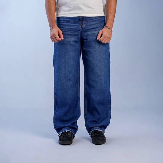 RELAXED FRAY JEANS - NAVY BLUE