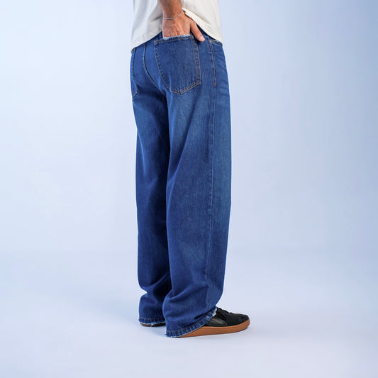RELAXED FRAY JEANS - NAVY BLUE