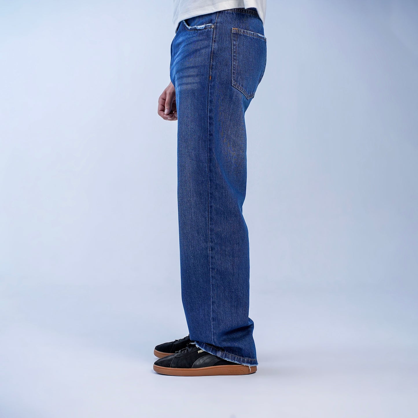 RELAXED FRAY JEANS - NAVY BLUE