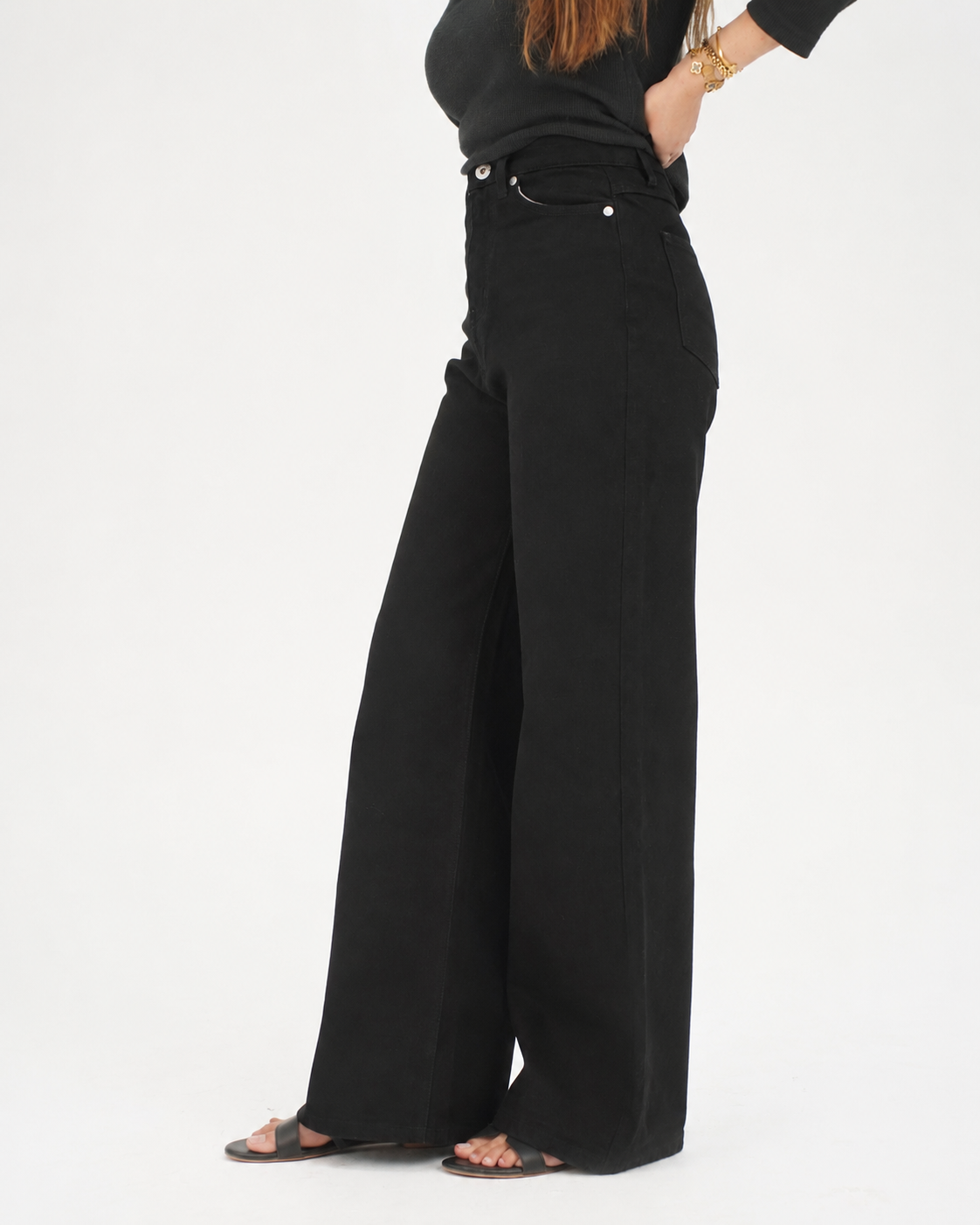 WIDE LEG JEANS - HIGH RISE - BLACK