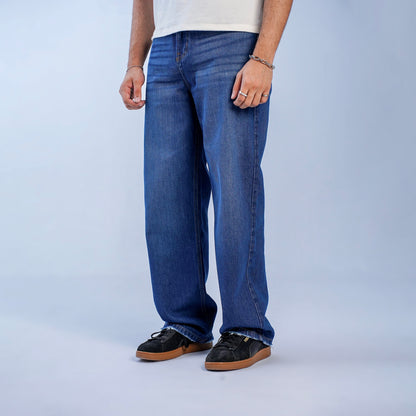 RELAXED FRAY JEANS - NAVY BLUE