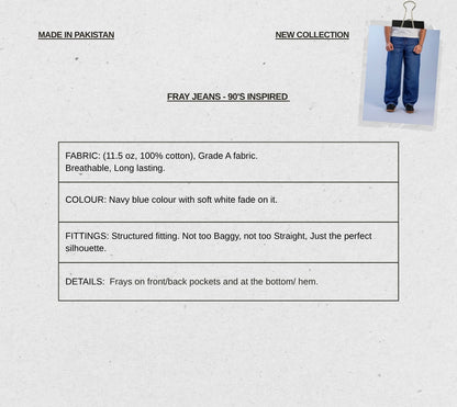 RELAXED FRAY JEANS - NAVY BLUE