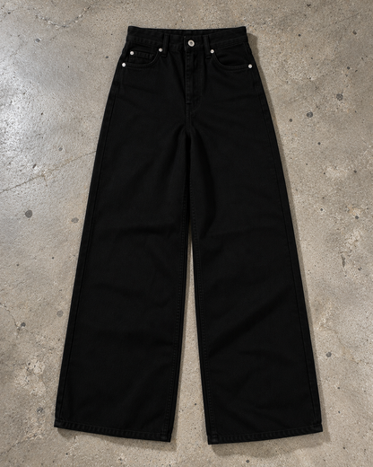 WIDE LEG JEANS - HIGH RISE - BLACK