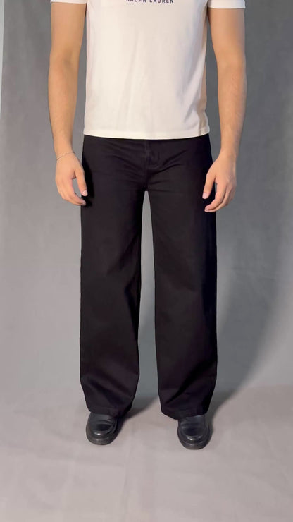 STRAIGHT WIDE JEANS - BLACK
