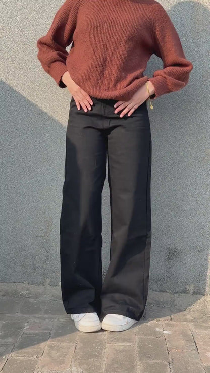 WIDE LEG JEANS - HIGH RISE - BLACK