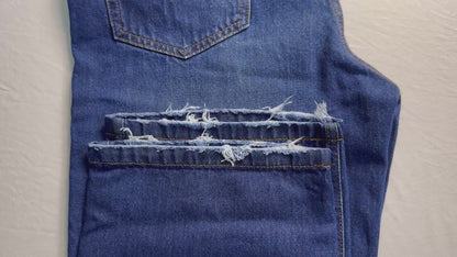 RELAXED FRAY JEANS - NAVY BLUE